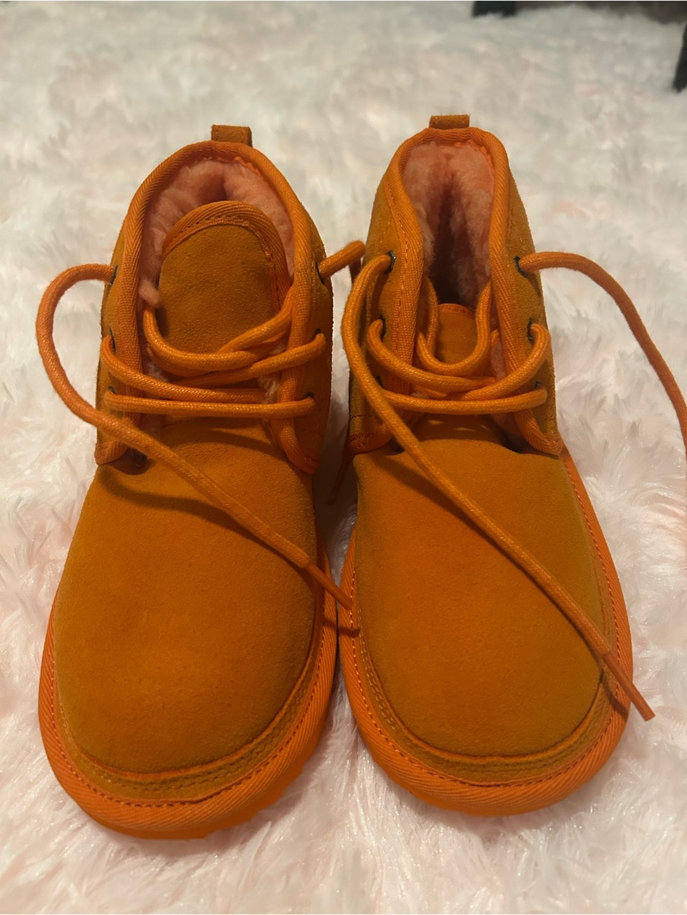 UGG Orange Suede Fleece-Lined Lace-Up Ankle Shoes